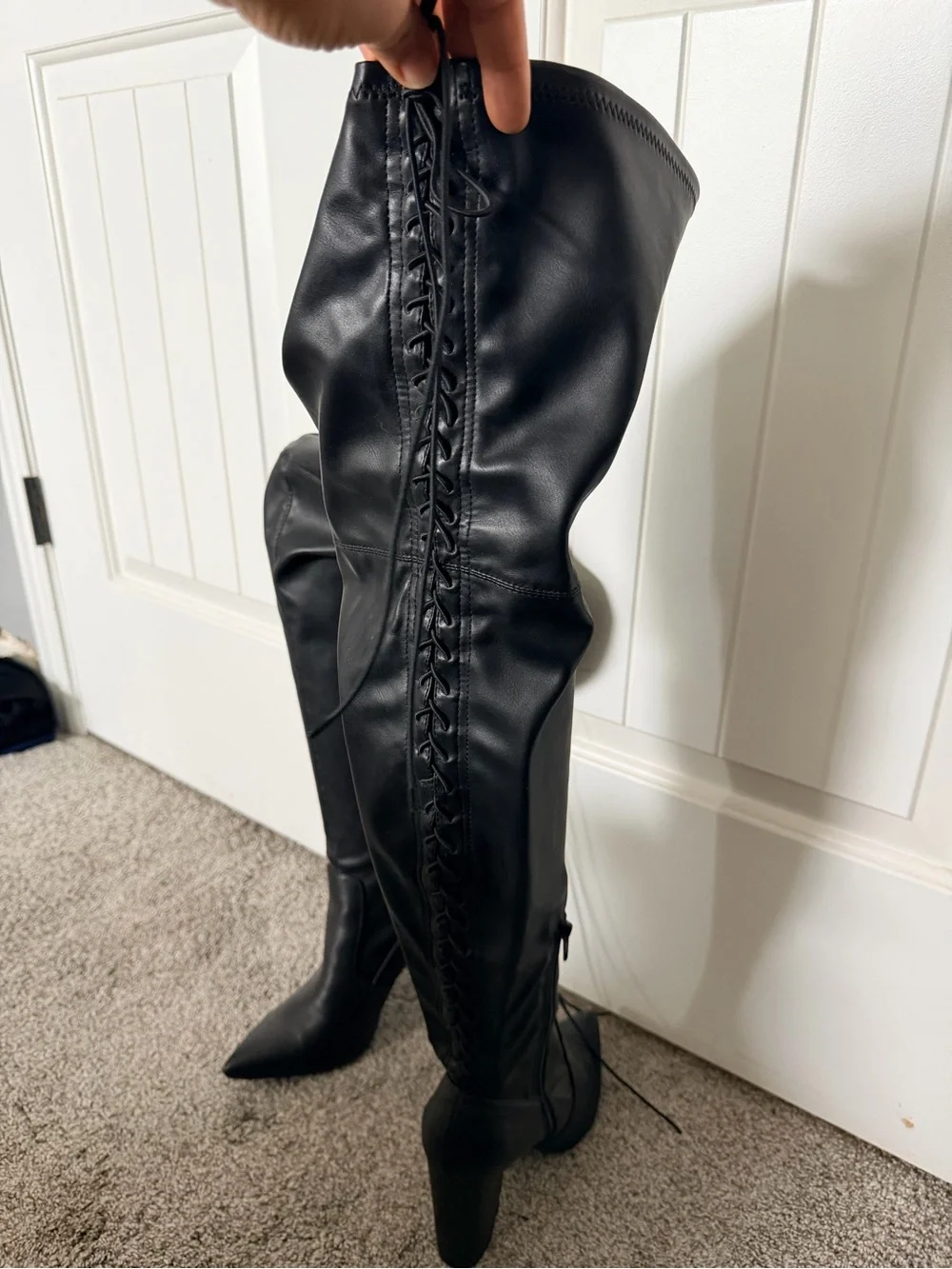 Shoe Dazzle Black Over-the-Knee Pointed Toe Boots